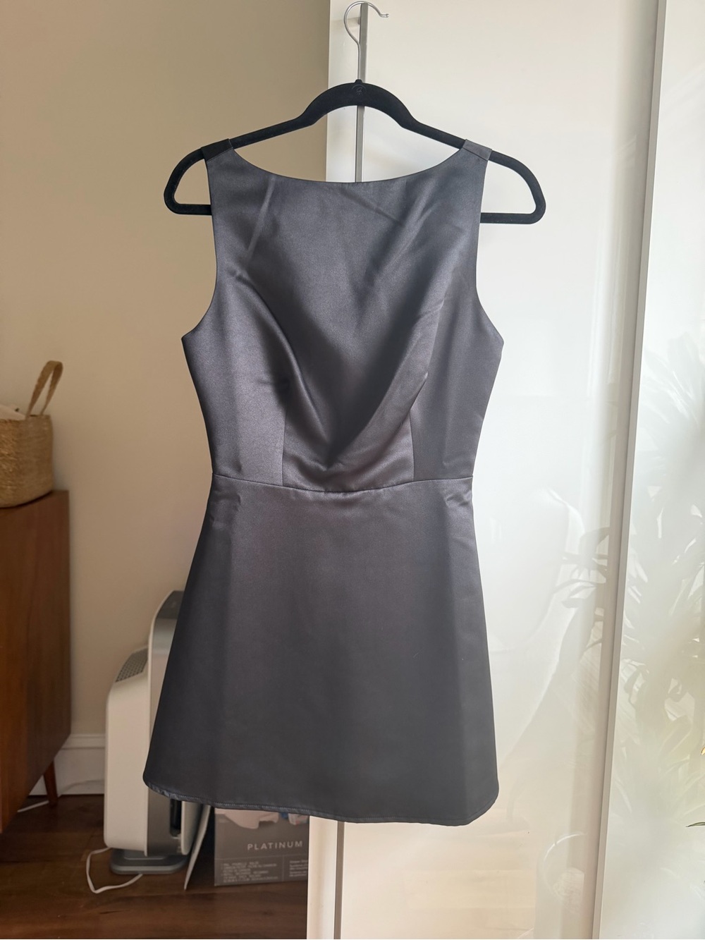 Reformation Sleeveless Black Satin Dress